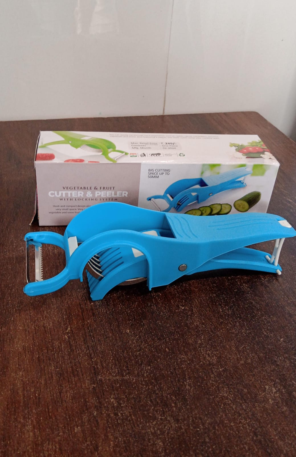 2 in 1 Vegetable &  Fruit Multi Cutter 5 Blade Vegetable Cutter with Peeler (1 Pc / Multicolor)