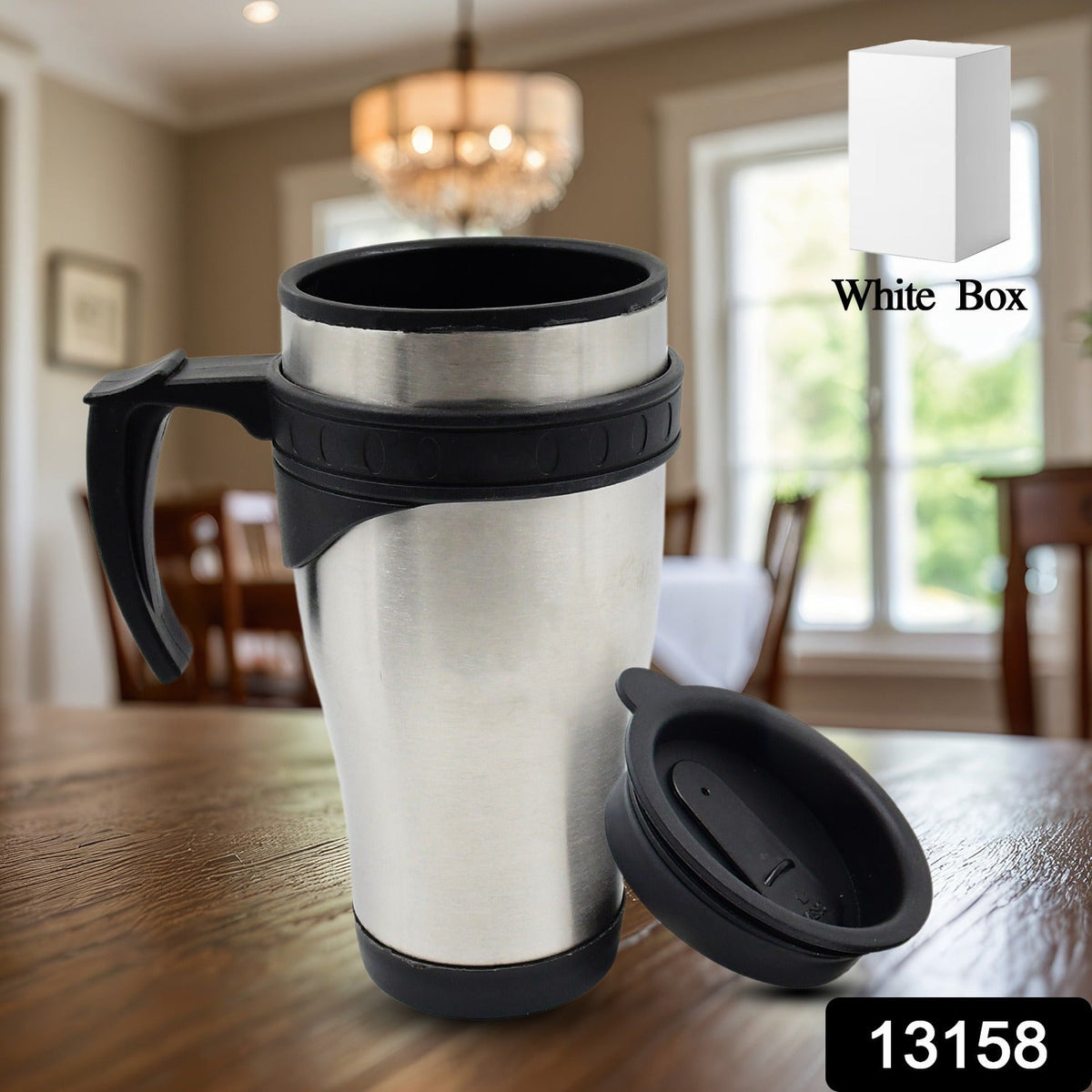 Stainless Steel Vacuum Glass Insulated Glass Coffee Cups (With Lid & Handle / 1 pc)