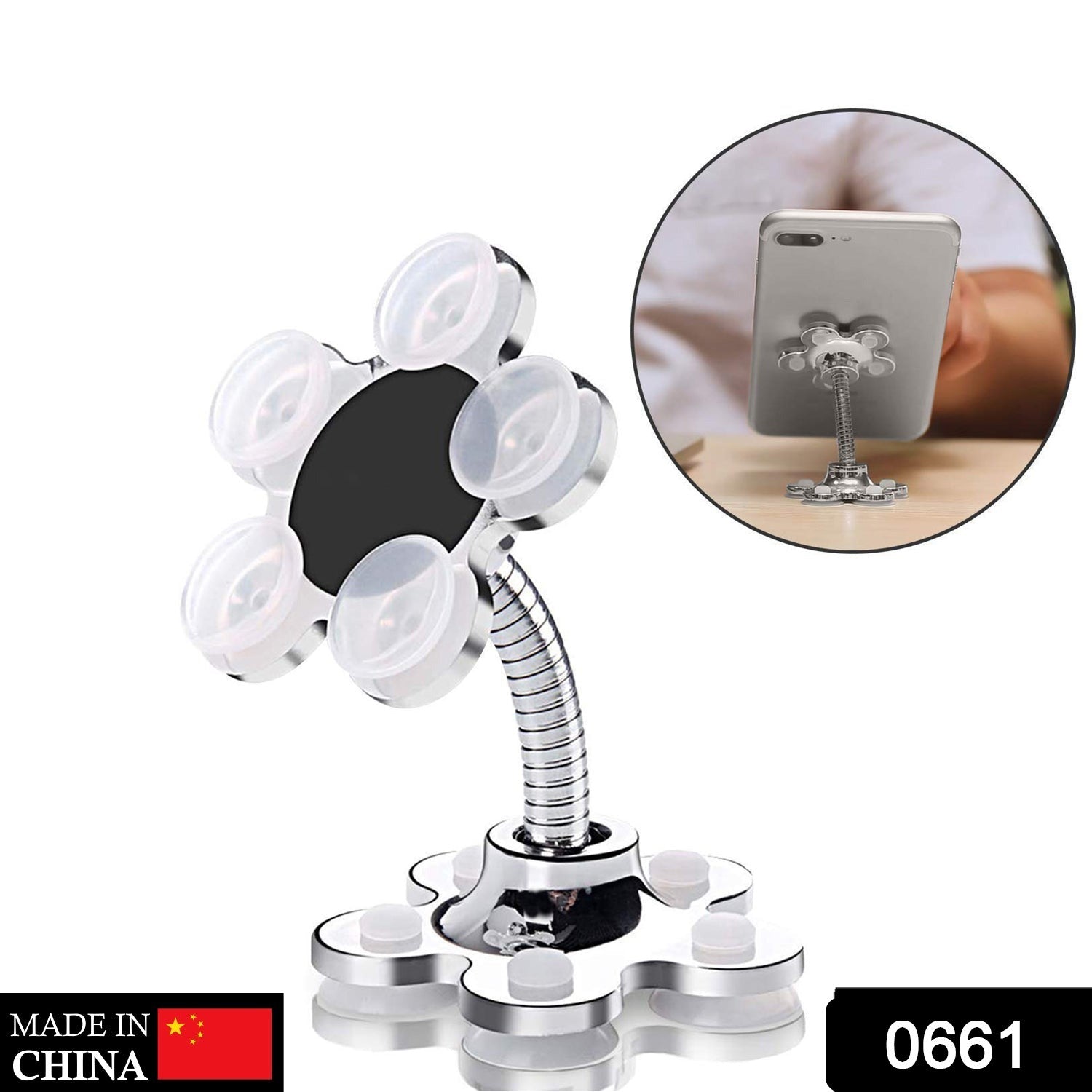 0661 Phone Holder, 360°Rotatable Phone Stand Multi-Function Double-Sided Suction Cup Mobile Phone Holder vip stand