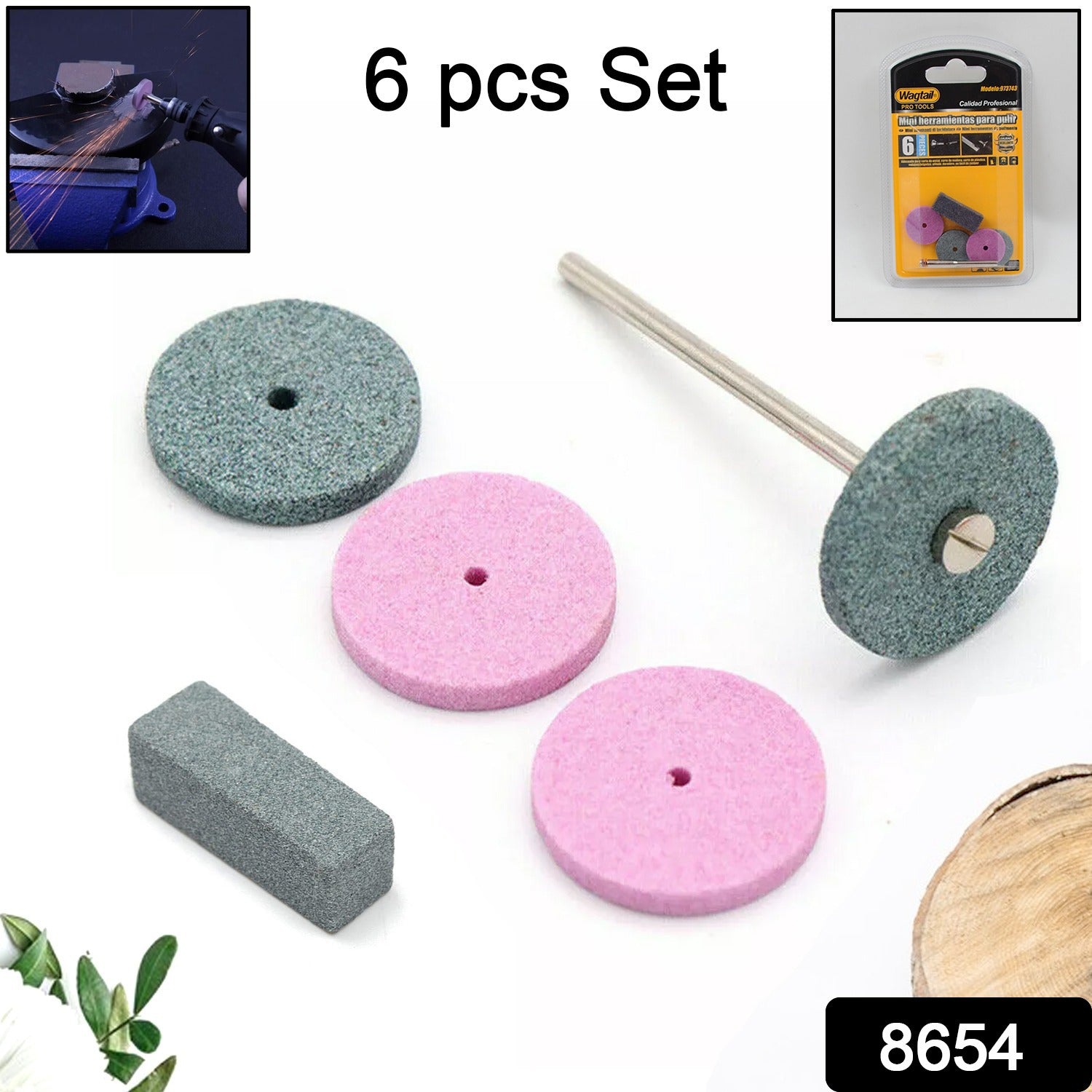 Mini Abrasive Wheel, Quickly Change Stone Mounted Grinding Wheel (6 Pcs Set)