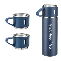 2834 Customized/Personalized Stainless Steel Water Bottle Vacuum Flask Set With 3 Steel Cups Combo | Gifting Custom Name Water Bottle | Gifts for boyfriend/Girlfriend/Employee | 500ML |
