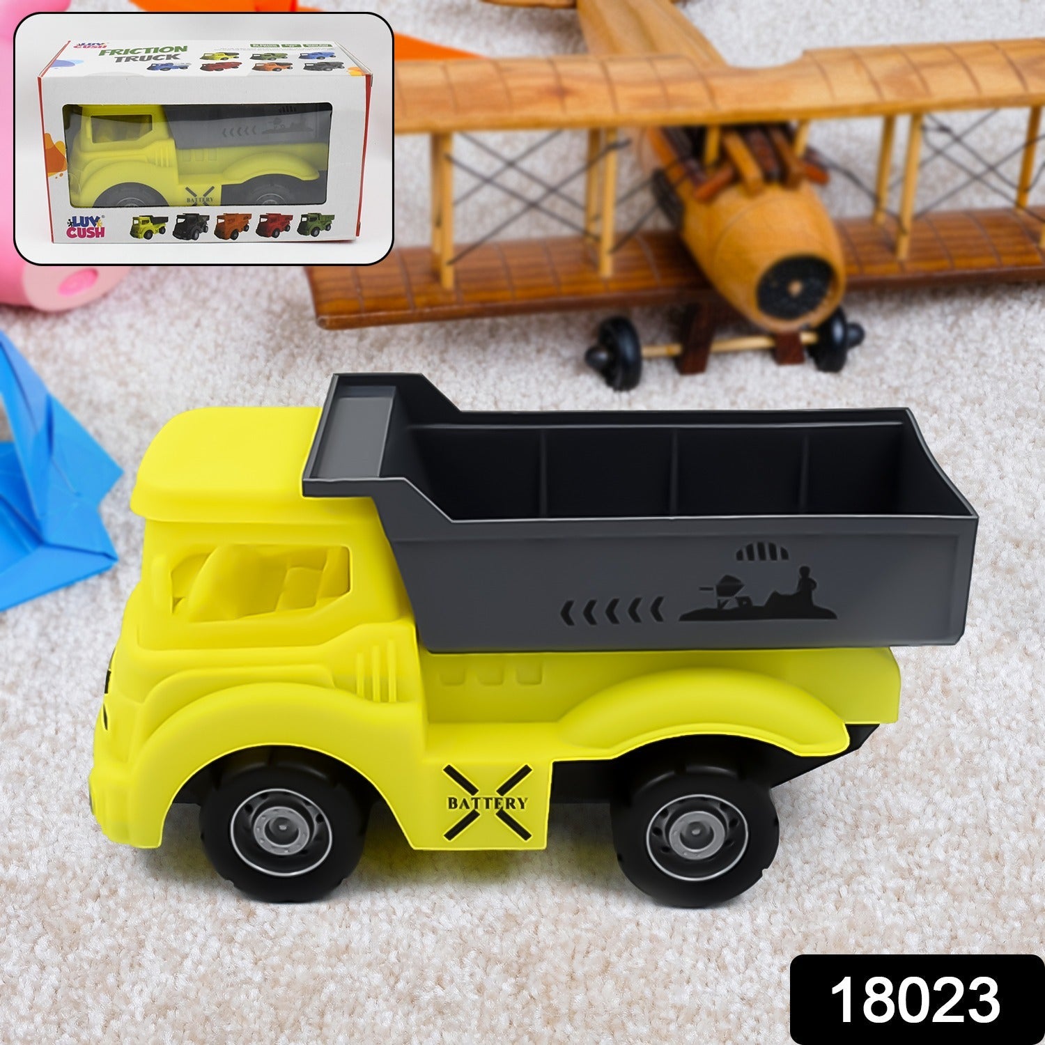 Friction Powered Dumper Toy Truck For Kids | With Opening Container Feature | Strong & Durable Plastic Material | Indoor & Outdoor Play Birthday Gift for Baby Boys & Girls (1 Pc)