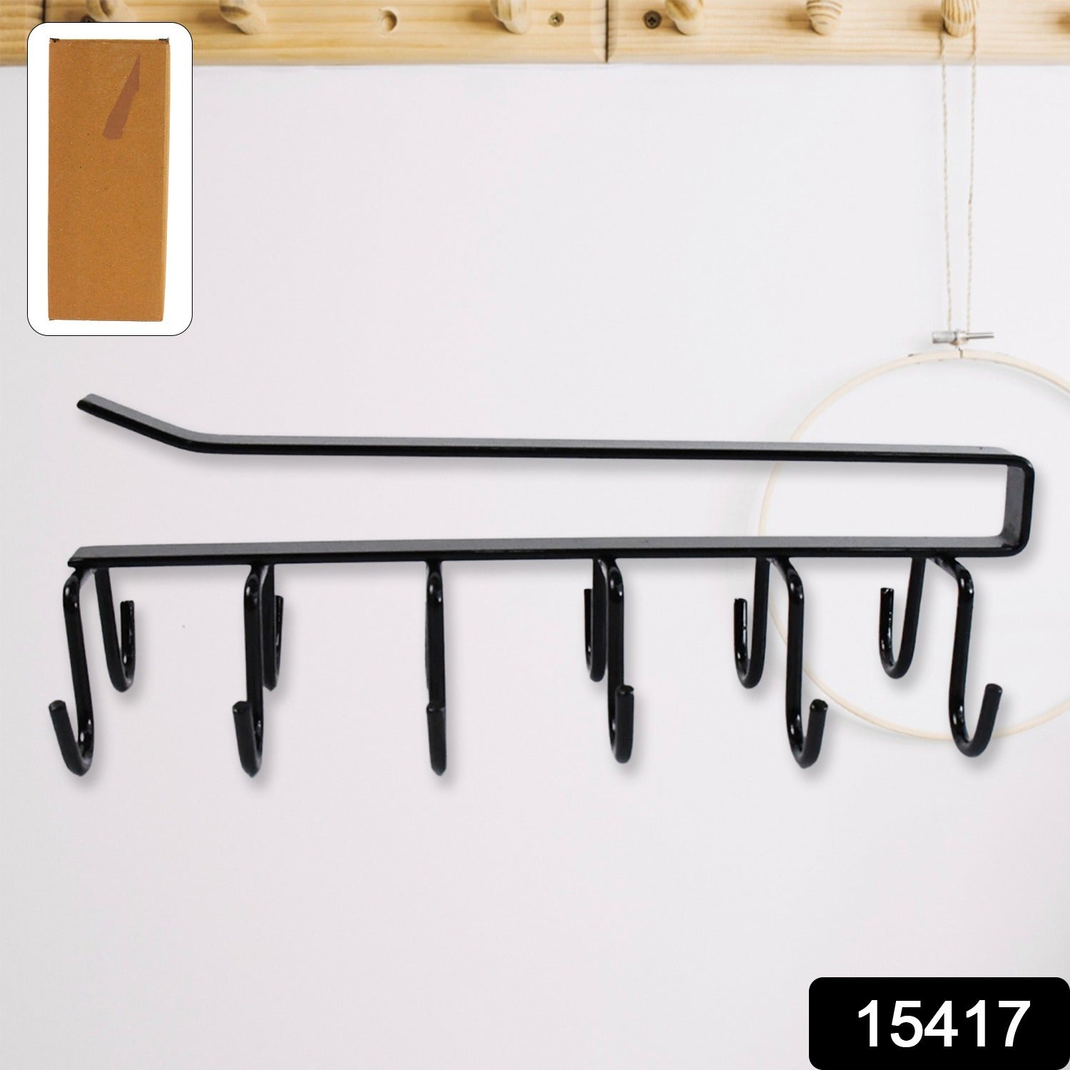 Double-Row Metal cupholder Rack, Multi-Purpose Iron Hanger with 6 Hooks (1 Pc)