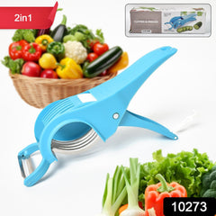 2 in 1 Vegetable &  Fruit Multi Cutter 5 Blade Vegetable Cutter with Peeler (1 Pc / Multicolor)