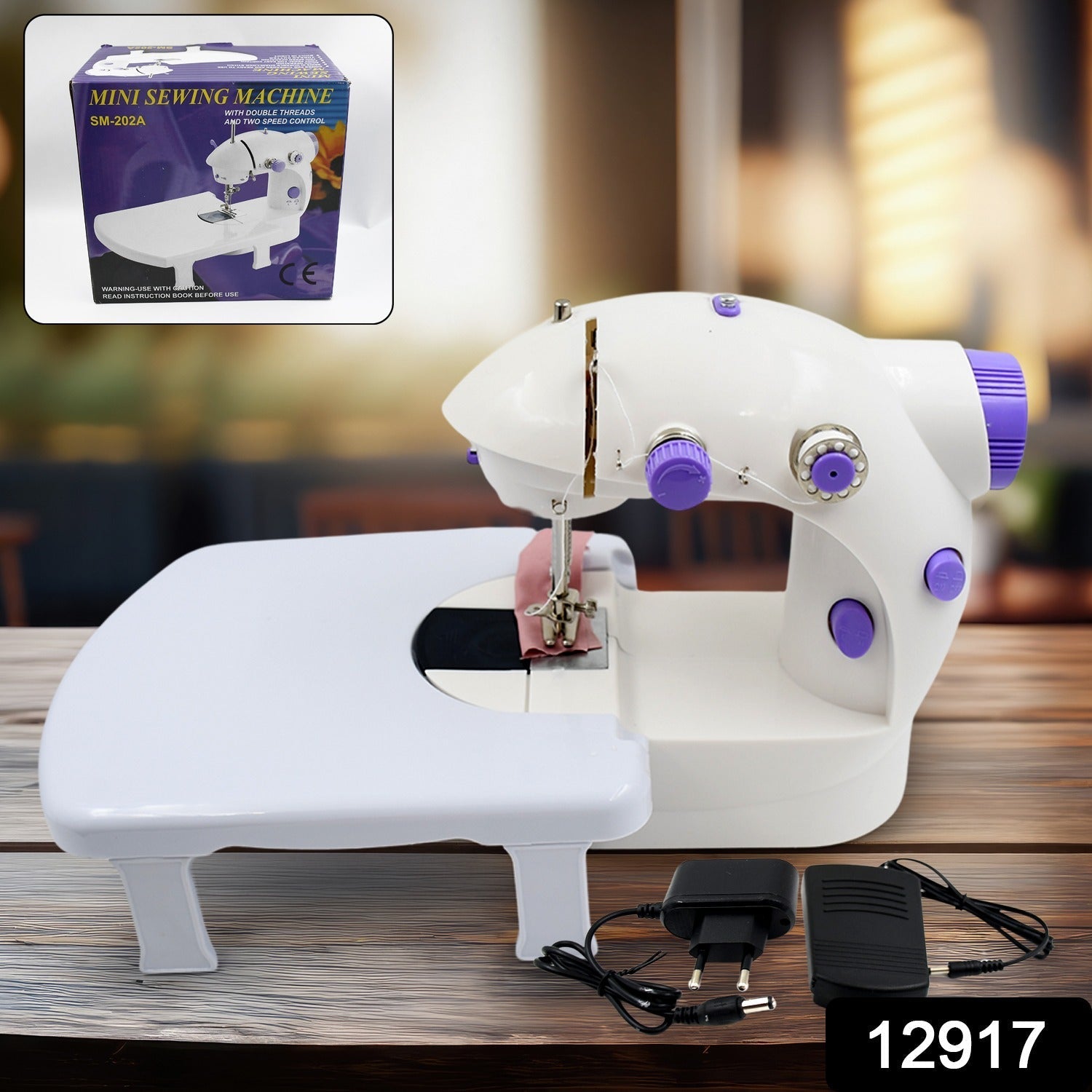 12917 Home Tailoring Sewing Machine With Extension Table Set, Foot Pedal, Adapter Mini Electric Silai Machine, Portable Stitching Machine/Tailoring Machine