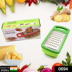 0694  Plastic and Stainless Steel Veg Cheese Mill Grater Standard Collector Box Kitchen Ware with Detachable Storage Container