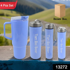 Plastic Water Bottle 3 Different Size Bottle & 1 pc Tumbler With Straw (4 Pc Set)