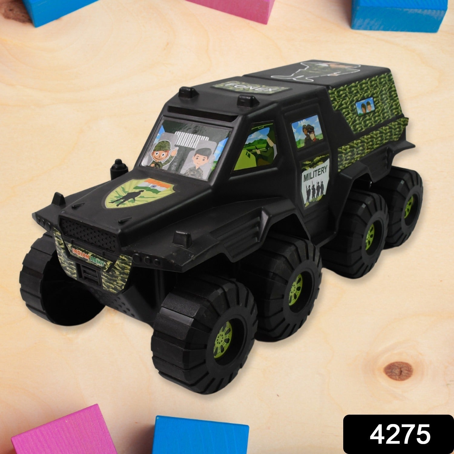 Big Military 8-Wheel Plastic Car Toy (1 Pc)