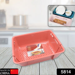 5814 Adjustable Sink Dish Drying Rack Kitchen Organizer Plastic Sink Drain Basket Vegetable Fruit Holder Storage Rack, Kitchen Ex ble Strainer Dish Drying Basket, Space Saving Storage Basket (1 Pc)