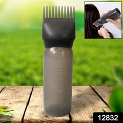 12832 Comb Applicator Bottle, Hair Oil Applicator Bottle for Hair Dye Bottle Applicator Brush with Graduated Scale, Professional Brush Applicator Comb Hairdressing Coloring Styling Tool (1 Pc)