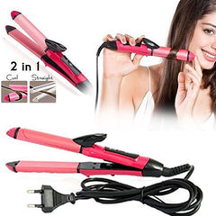 385 2 in 1 Hair Straightener and Curler Machine For Women | Curl & Straight Hair Iron DeoDap