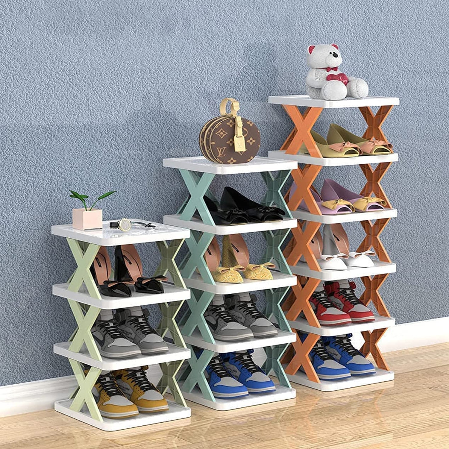 9054A   6 LAYER SHOE RACK DESIGN LIGHTWEIGHT ADJUSTABLE PLASTIC FOLDABLE SHOE CABINET STORAGE PORTABLE FOLDING SPACE SAVING SHOE ORGANIZER HOME AND OFFICE DeoDap