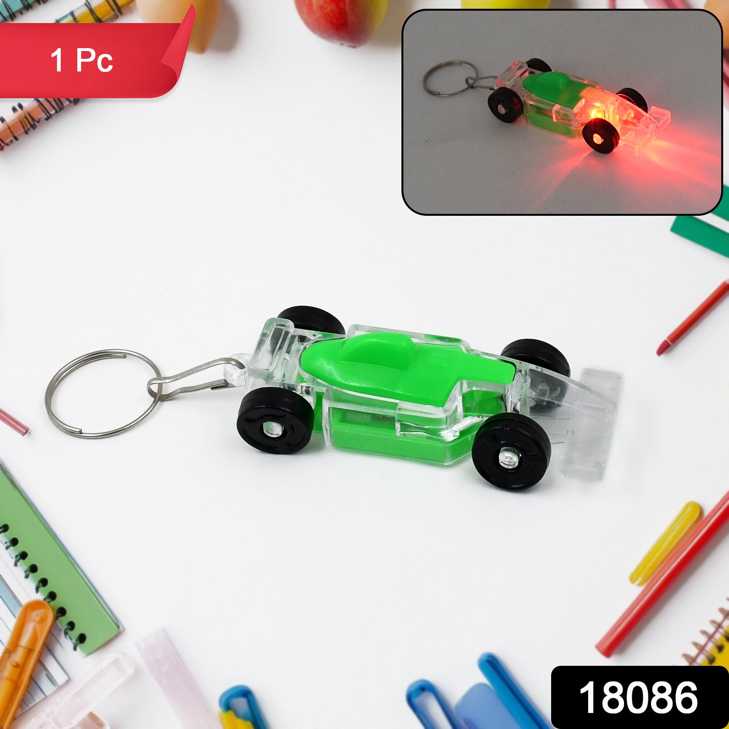 Cars Shape Keychain with On / Off Button LED Flashing Light (1 Pc)