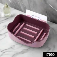 Plastic Soap Dish Holder for Bathroom Shower Wall Mounted Self Adhesive Soap Holder Saver Tray-Plastic Sponge Holder for Kitchen Storage Rack Soap Box, Bathroom ,Sabudani (1 Pc)