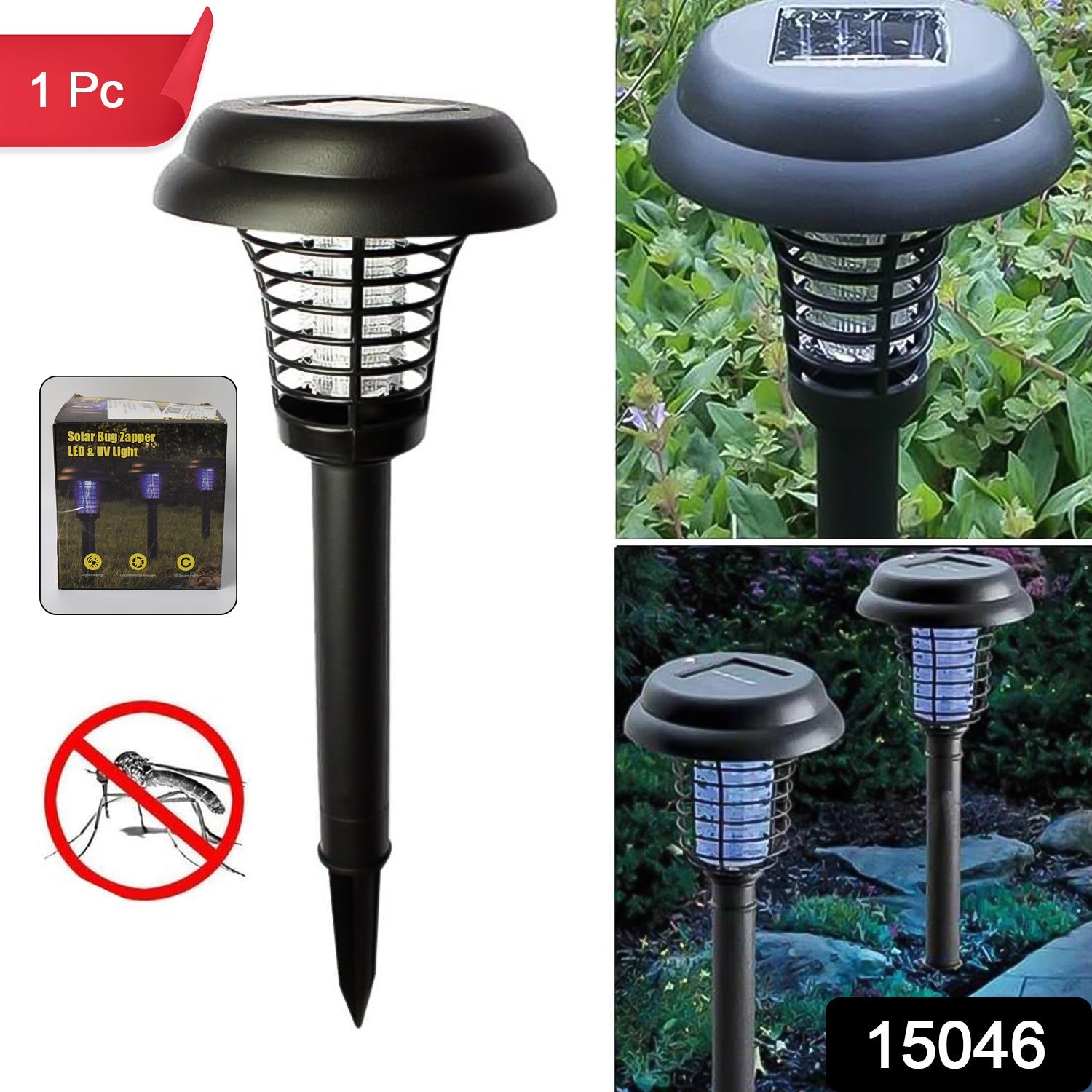 Garden Lighting UV LED Solar Powered LED Mosquito Trap / Bug Zapper  (1 Pc)