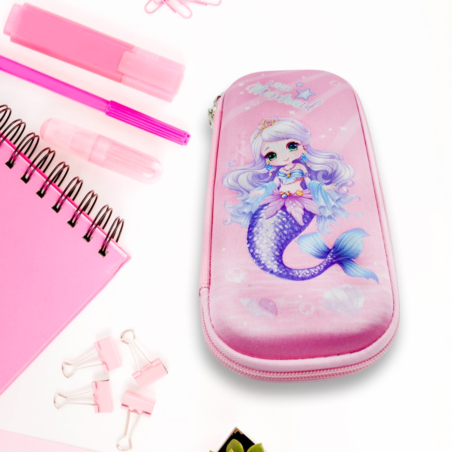 8877 Pencil Case for Girls, Cute Pencil Case for Kids, Storage Pouch Large Capacity with Compartment & Zipper & Unicorn Ornaments, Toddler School Supply Organizer for Students, Stationery Box Pouch (1 Pc / 23x10 Cm)