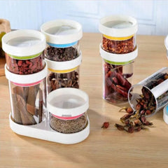 5831 Multipurpose Plastic Transparent Storage Containers Masala Box Dabba Spice, Plastic Masala Spices Container Set Capacity With Airtight Lid Kitchen Pantry Organizer For Salt Mukhwas Box With Tray (8 Pc Set)