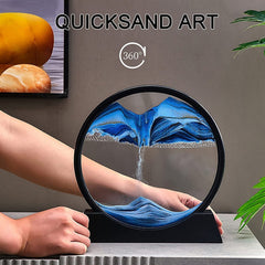 8781 Moving Sand Art Picture Decor, 3D Deep Sea Sandscape Liquid Motion, Round Glass Frame Display Flowing Sand Relaxing Gift for Kids Adults Painting Artistic Sandscape for Home, Office, Ornament Desktop Art Bookshelves Decoration (1 Pc )