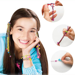12672 Hair Styling Clasp Clips Twisting Stringing Beads Kit for Girls, Portable Hair Braider Machine,Hairstyle Braid Kit DIY Hair Styling Tool with Comb, Rubber, Button Beads and Beads (85 Pcs Set)