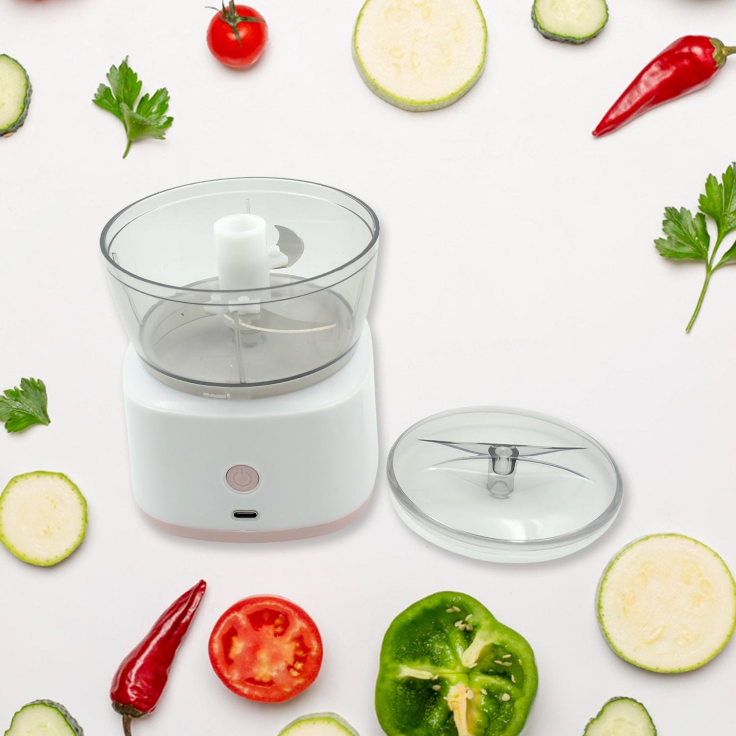 5769 Portable Mini Food Processor Chopper Electric Veggie Chopper 3 Blades With Charching Cable Type C, Vegetable Chopper, Garlic Chopper Food Grinder for Chopping Ginger, Pepper Chili, Onion, Fruit, Meat