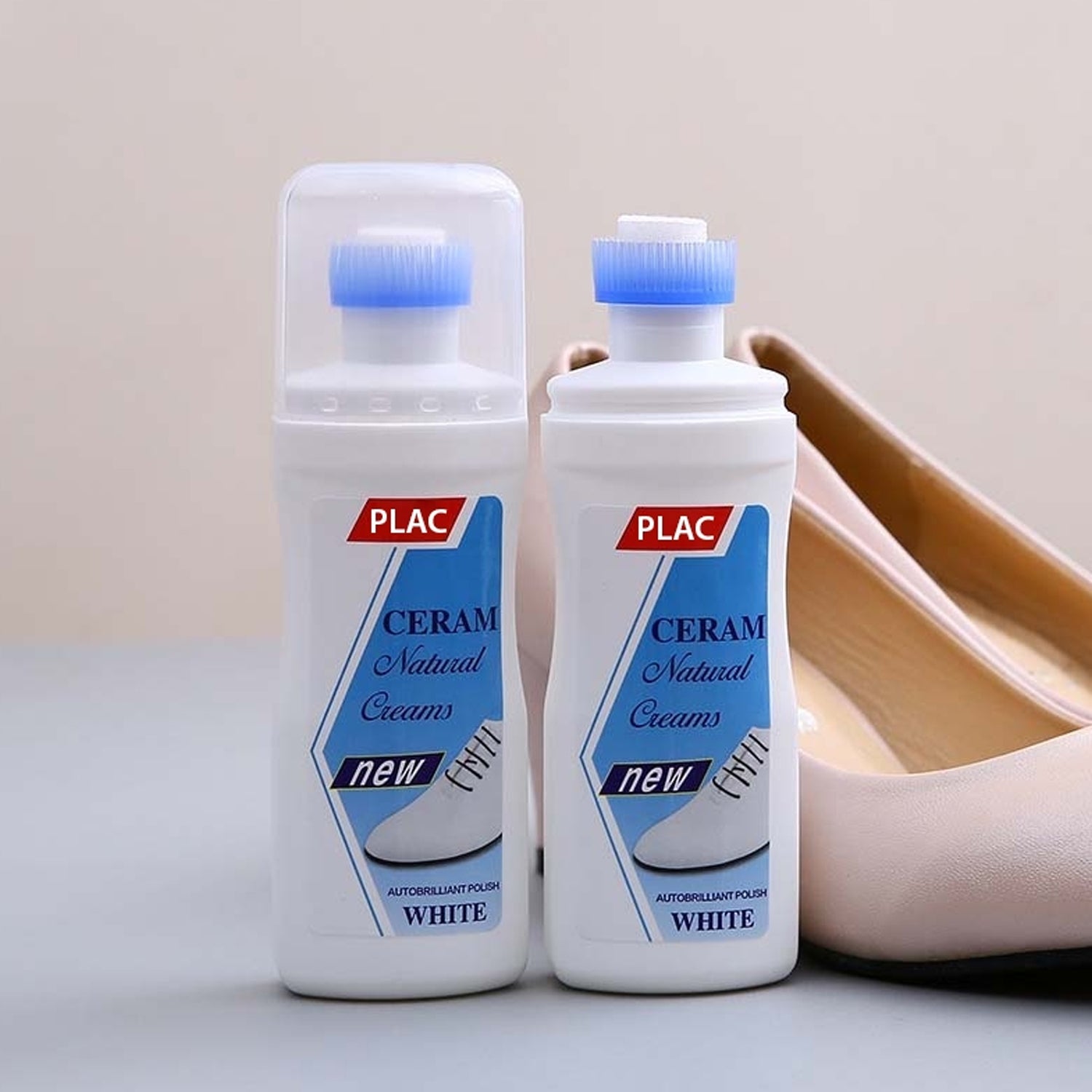 17734 White Shoe Brightener with Removal of Dirt and Whitening Function White Shoes Cleaner with Brush Head for Dirty Shoe Polish Natural Waxes (75 ML)