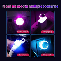 6819  Mix Color Diamond Shape Car Mini USB LED Environmental Lights for Car and Home Decoration Led Light, Mini USB LED Night Lights Car Interior Atmosphere Lamp (Mix -Color)
