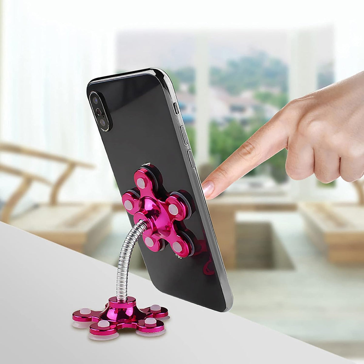 0662  Phone Holder, 360Â°Rotatable Phone Stand Multi-Function Double-Sided Suction Cup Mobile Phone Holder ( MOQ :- 6 Pc )