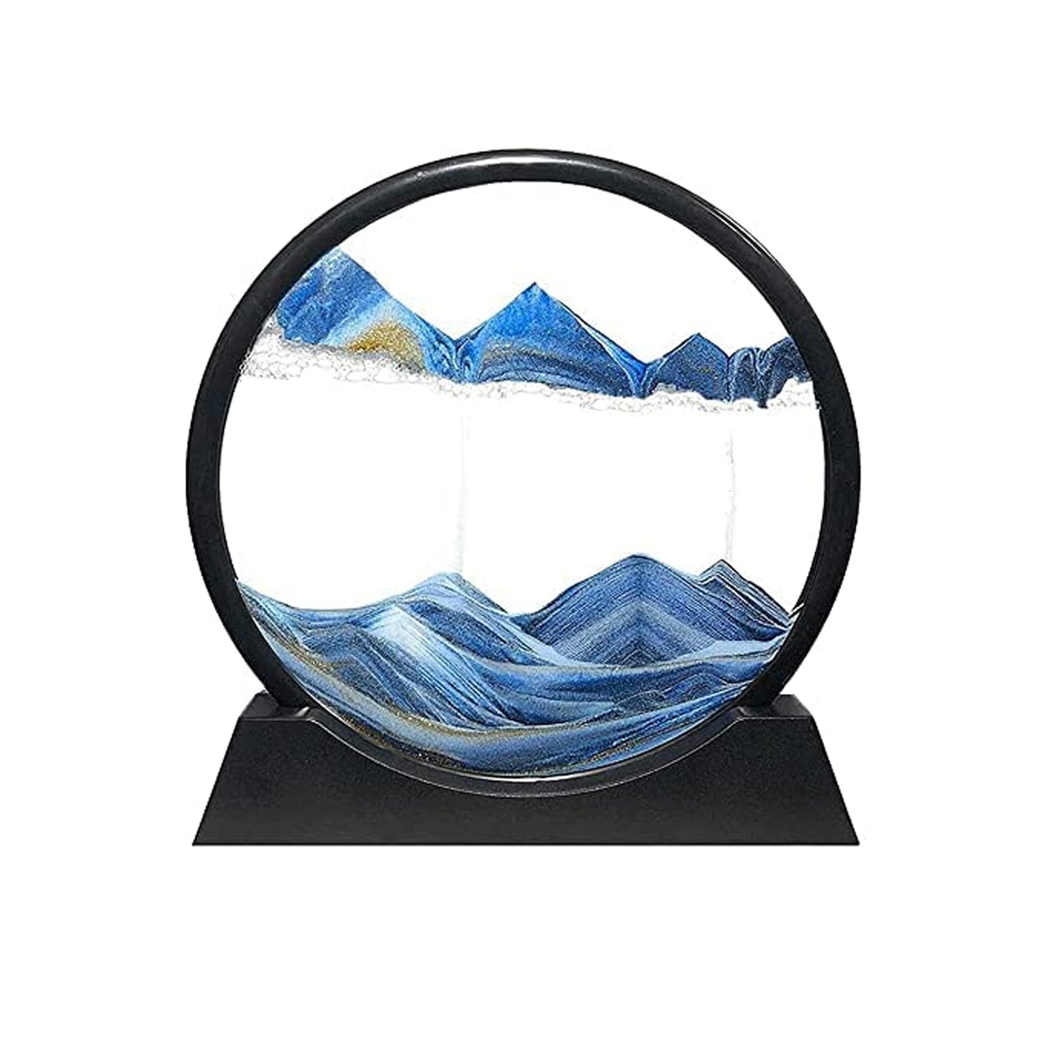8781 Moving Sand Art Picture Decor, 3D Deep Sea Sandscape Liquid Motion, Round Glass Frame Display Flowing Sand Relaxing Gift for Kids Adults Painting Artistic Sandscape for Home, Office, Ornament Desktop Art Bookshelves Decoration (1 Pc )