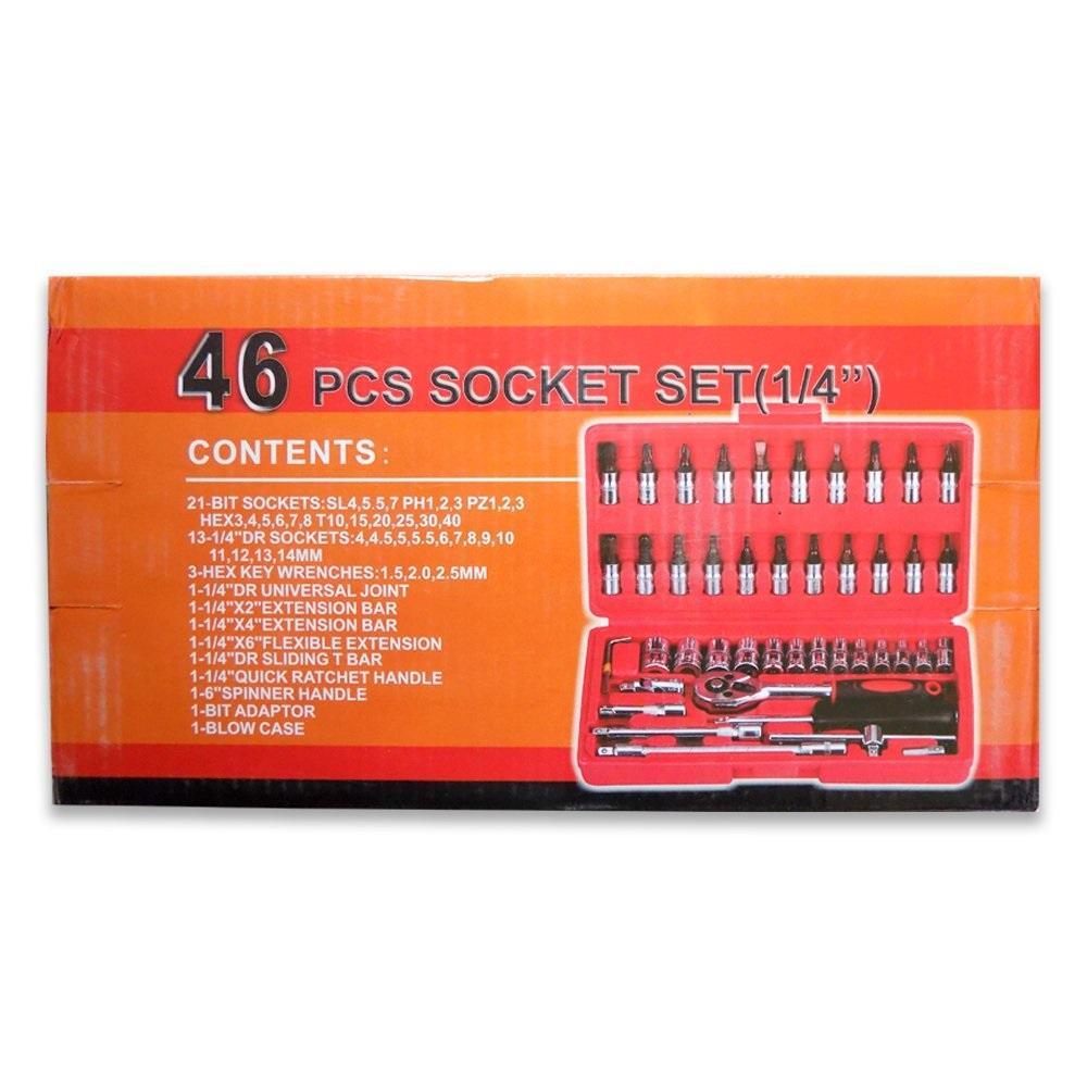 0422 Socket 1/4 Inch Combination Repair Tool Kit (Red, 46 pcs) DeoDap