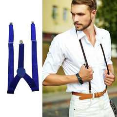 7298 Royal Blue color suspenders belts stylish, Metal Clip Elastic Casual and Formal Suspenders for MEN boys women girls