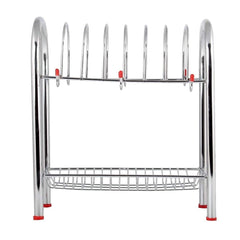 746_Stainless Steel 2 Layer Plate & Bowl Stand Kitchen Utensil Rack/Cutlery Stand DeoDap