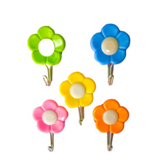 1113 Plastic Self-Adhesive Flower Shape Hooks (Pack of 5) DeoDap