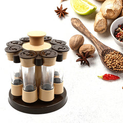 5986  360 Revolving Spice Rack for Kitchen and Dining Table, 8 Spice jars with 120 ml, Condiment Set, Herb Seasoning Organizer