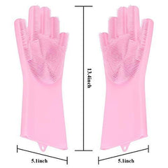 0714 Reusable Silicone Cleaning Brush Scrubber Gloves (Multicolor) DeoDap