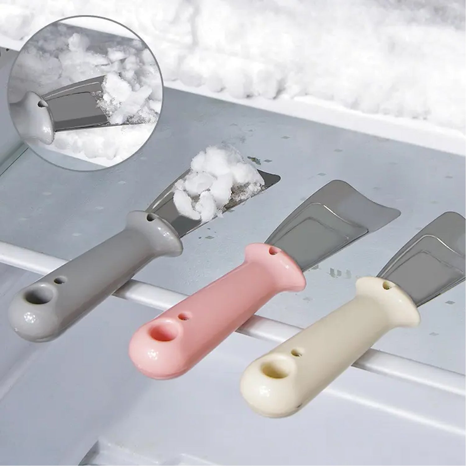 5904 ice Remover Scoop, Non Slip Ergonomic Design Compact Size Freezer Shovel Anti Rust for Refrigerator (1Pc)