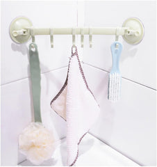 1655 Towel Bar, Towel Holder with Moveable Hooks, Utensil Hanger in Kitchen I Bathroom, No Drill Easy to Install Hanging Rack