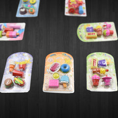4392 Mix Design 1Set Fancy & Stylish Colorful Erasers for Children Different Designs & Mix, Eraser Set for Return Gift, Birthday Party, School Prize (1Set, 5Pc)