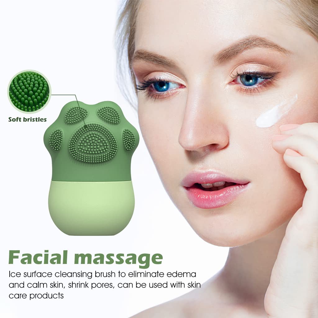 1226A Ice Roller for Face Massage & Eye, Anti-Leak Silicone Ice Face Roller Ice Mould With Cleansing Brush, Ice Facial Roller for Eliminate Edema & Calm Skin, Shrink Pore, Women Skin Care DeoDap