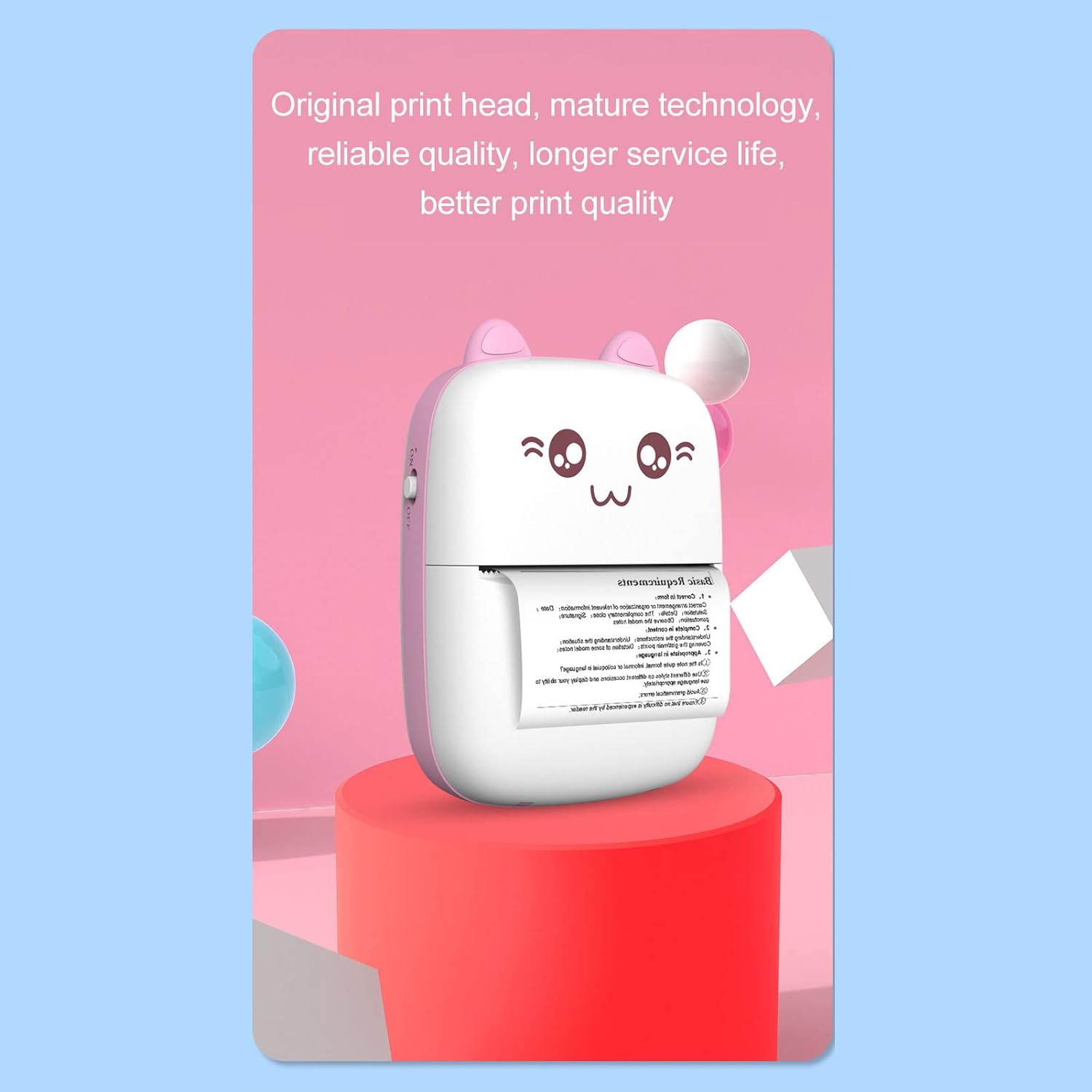 8838 Pocket Mini Printer, Mobile Phone Bluetooth Connection Wireless Mini Thermal Printer with Android or iOS APP for Pictures, Portable Smart Printer,Contains 1 Rolls Thermal Paper, with Fast Paper Output for Photo Image