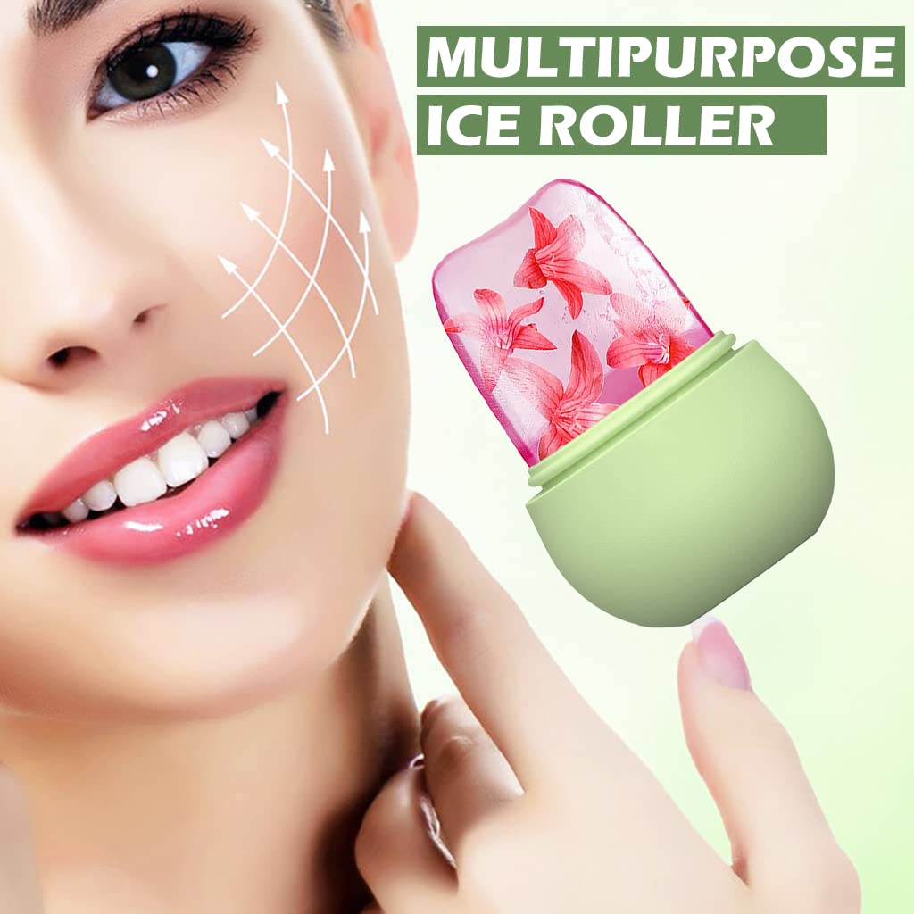 1226A Ice Roller for Face Massage & Eye, Anti-Leak Silicone Ice Face Roller Ice Mould With Cleansing Brush, Ice Facial Roller for Eliminate Edema & Calm Skin, Shrink Pore, Women Skin Care DeoDap
