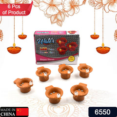 6550 Water Sensor Diyas for Diwali Decoration | Diyas for Home Decoration| Diwali Decoration Items for Home Decor Diyas | Diwali LED Diyas Candle with Water Sensing Technology E-Diya (6Pc Set)