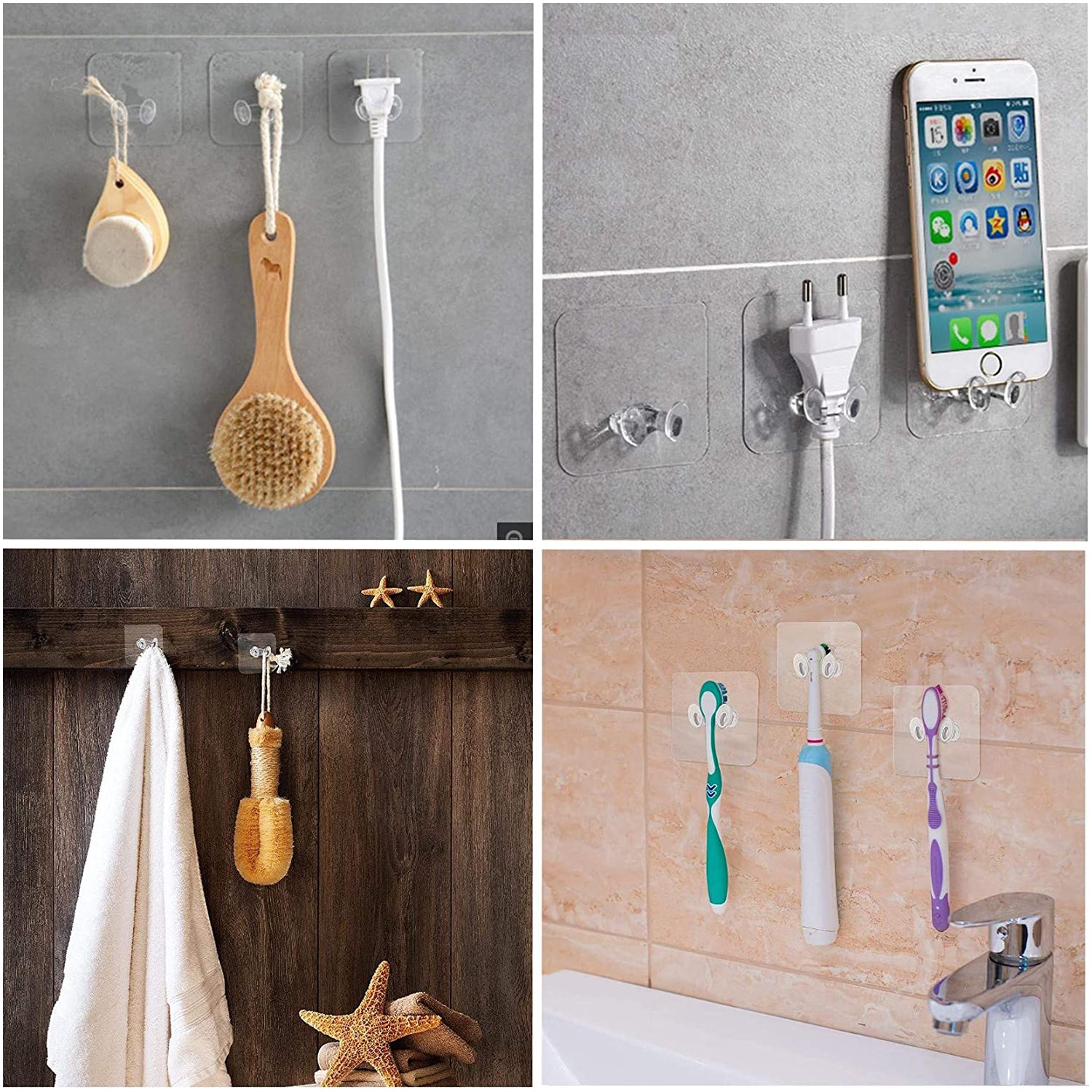 4861 Transparent Multi-Function Wall Storage Hooks DeoDap