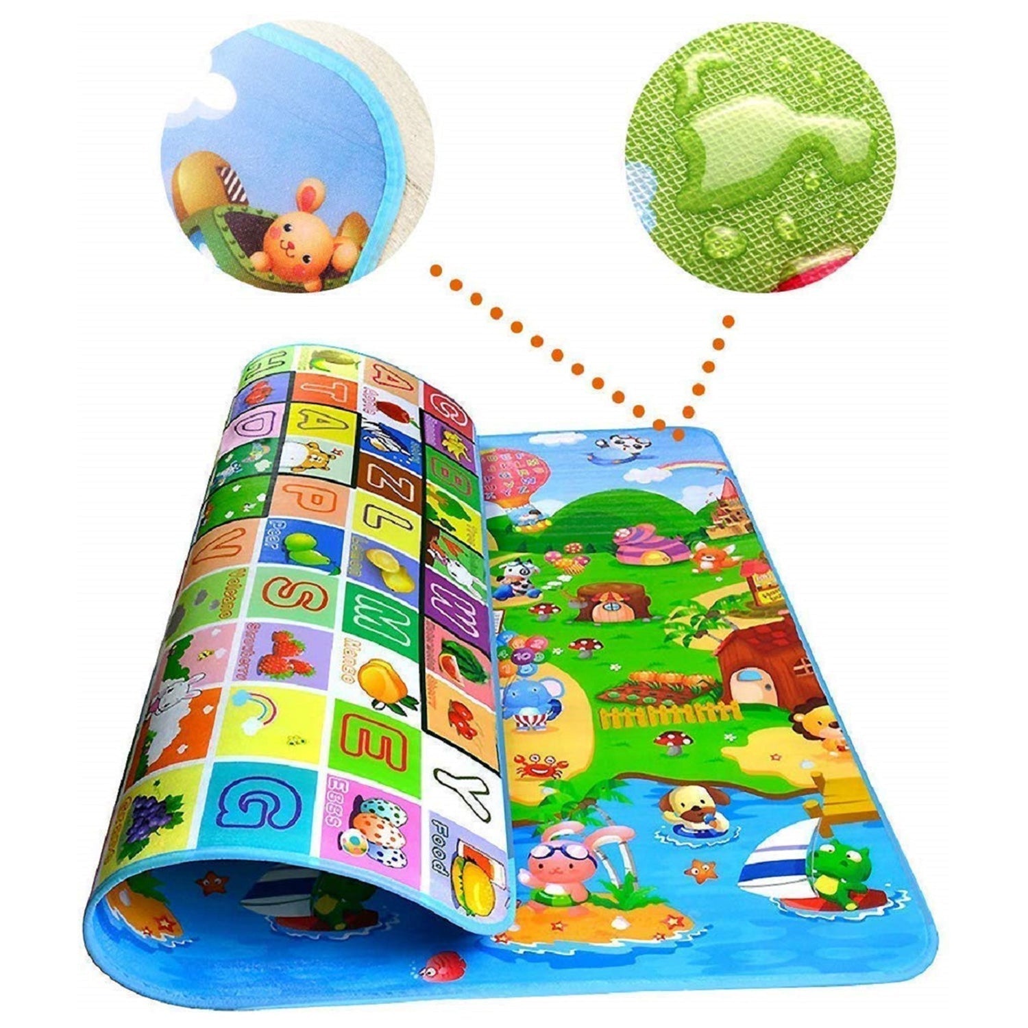 8059 Waterproof Double Side Baby Play Floor Mat for Kids Home With Bag (Size 120 x 180cm) DeoDap