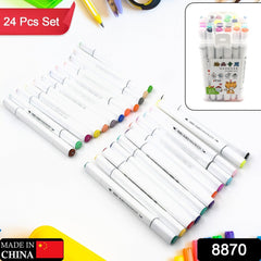 8870 Fancy Art Markers, 24 Colors Double-ended Art Markers Alcohol Based Advanced Art Markers With Plastic Box For Painting, Coloring, Sketching And Drawing For Kids & Adult (1 Set 24 Pc)