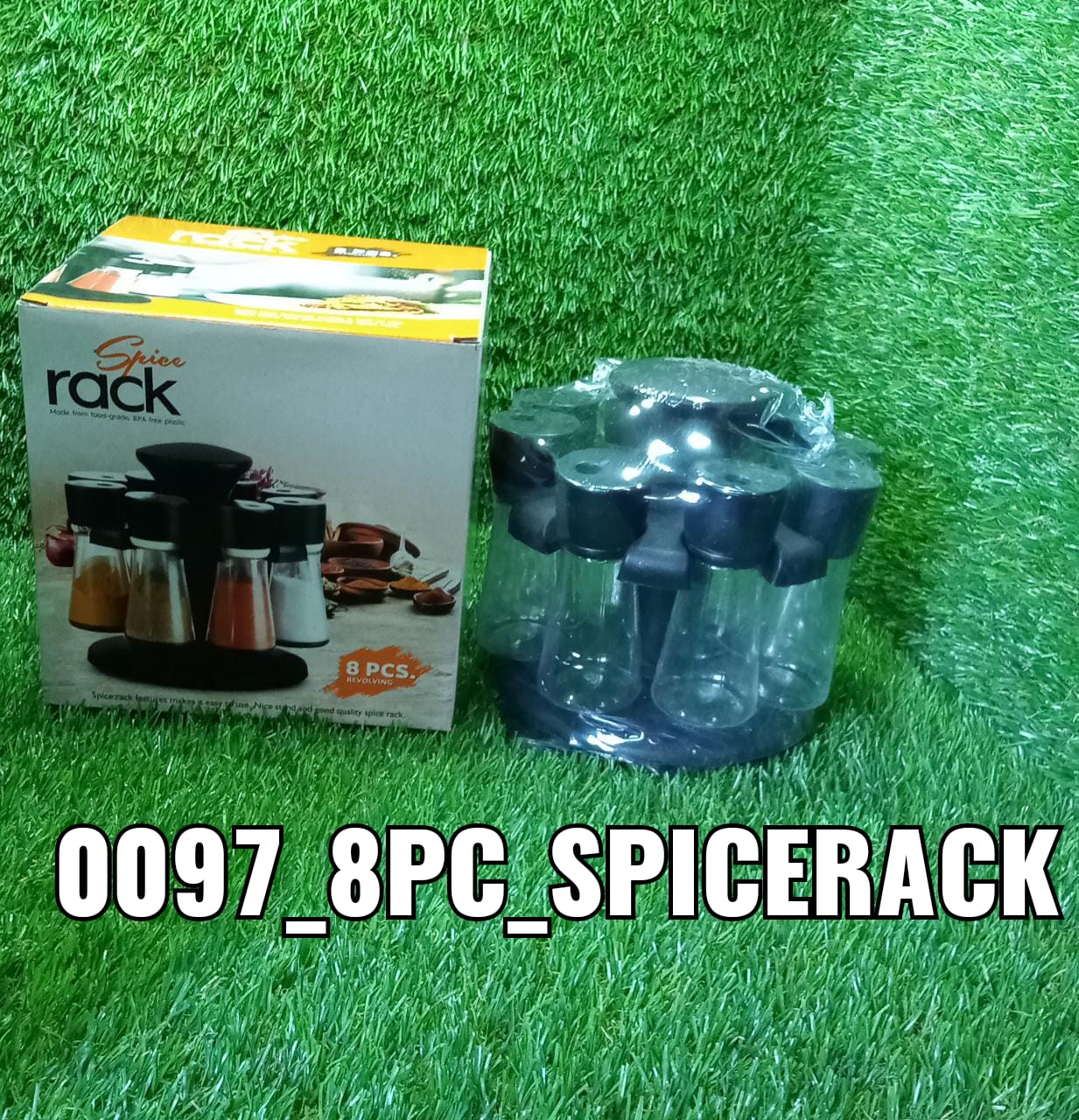 097 Revolving Plastic Spice Rack Masala Organiser (8 Pcs) DeoDap